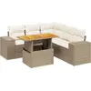 Image de vidaXL Ensemble de salon de jardin 6 pièces avec coussins Beige Poly Rattan