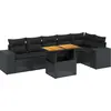 Image de vidaXL Ensemble de salon de jardin 7 pièces avec coussins noir poly rotin