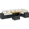 Image de vidaXL Ensemble de salon de jardin 7 pièces avec coussins noir poly rotin