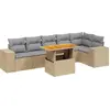 Image de vidaXL Ensemble de salon de jardin 7 pièces avec coussins Beige Poly Rattan