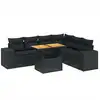 Image de vidaXL Ensemble de salon de jardin 7 pièces avec coussins noir poly rotin