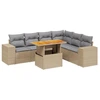Image de vidaXL Ensemble de salon de jardin 7 pièces avec coussins Beige Poly Rattan