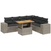 Image de vidaXL Ensemble de salon de jardin 7 pièces avec coussins Gris Poly rotin