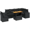 Image de vidaXL Ensemble de salon de jardin 7 pièces avec coussins noir poly rotin