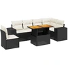 Image de vidaXL Ensemble de salon de jardin 7 pièces avec coussins noir poly rotin