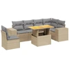 Image de vidaXL Ensemble de salon de jardin 7 pièces avec coussins Beige Poly Rattan