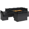 Image de vidaXL Ensemble de salon de jardin 9 pièces avec coussins noir poly rotin