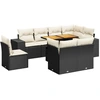 Image de vidaXL Ensemble de salon de jardin 9 pièces avec coussins noir poly rotin