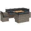 Image de vidaXL Ensemble de salon de jardin 9 pièces avec coussins Gris Poly rotin