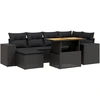 Image de vidaXL Ensemble de salon de jardin 7 pièces avec coussins noir poly rotin