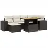 Image de vidaXL Ensemble de salon de jardin 7 pièces avec coussins noir poly rotin