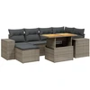 Image de vidaXL Ensemble de salon de jardin 7 pièces avec coussins Gris Poly rotin