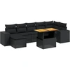Image de vidaXL Ensemble de jardin canapé 8 pièces avec coussins noir poly rotin
