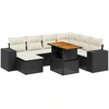 Image de vidaXL Ensemble de jardin canapé 8 pièces avec coussins noir poly rotin