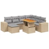 Image de vidaXL Ensemble de jardin canapé 8 pièces avec coussins Beige Poly Rattan