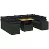 Image de vidaXL Ensemble de 10 canapés de jardin avec coussins noir poly rotin