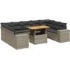 Image de vidaXL Ensemble de salon de jardin 10 pièces avec coussins Gris Poly Rattan