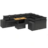 Image de vidaXL Ensemble de 10 canapés de jardin avec coussins noir poly rotin