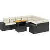 Image de vidaXL Ensemble de 10 canapés de jardin avec coussins noir poly rotin