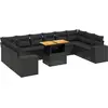 Image de vidaXL Ensemble de salon de jardin 11 pièces avec coussins noir poly rotin