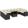 Image de vidaXL Ensemble de salon de jardin 11 pièces avec coussins noir poly rotin
