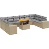 Image de vidaXL Ensemble de salon de jardin 11 pièces avec coussins Beige Poly Rattan