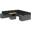 Image de vidaXL Ensemble de salon de jardin 11 pièces avec coussins noir poly rotin