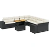 Image de vidaXL Ensemble de salon de jardin 11 pièces avec coussins noir poly rotin