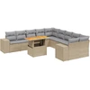 Image de vidaXL Ensemble de salon de jardin 11 pièces avec coussins Beige Poly Rattan