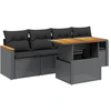 Image de vidaXL Ensemble de salon de jardin 5 pièces avec coussins noir poly rotin