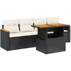 Image de vidaXL Ensemble de salon de jardin 5 pièces avec coussins noir poly rotin