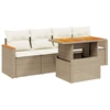 Image de vidaXL Ensemble de salon de jardin 5 pièces avec coussins Beige Poly Rattan