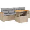 Image de vidaXL Ensemble de salon de jardin 5 pièces avec coussins Beige Poly Rattan