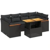 Image de vidaXL Ensemble de salon de jardin 7 pièces avec coussins noir poly rotin