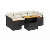 Image de vidaXL Ensemble de salon de jardin 7 pièces avec coussins noir poly rotin