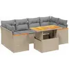 Image de vidaXL Ensemble de salon de jardin 7 pièces avec coussins Beige Poly Rattan