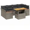 Image de vidaXL Ensemble de salon de jardin 7 pièces avec coussins Gris Poly rotin