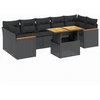 Image de vidaXL Ensemble de jardin canapé 8 pièces avec coussins noir poly rotin