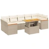 Image de vidaXL Ensemble de jardin canapé 8 pièces avec coussins Beige Poly Rattan