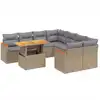 Image de vidaXL Ensemble de salon de jardin 9 pièces avec coussins beige Poly rotin