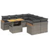 Image de vidaXL Ensemble de salon de jardin 9 pièces avec coussins Gris Poly rotin