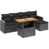 Image de vidaXL Ensemble de salon de jardin 6 pièces avec coussins noir poly rotin