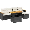 Image de vidaXL Ensemble de salon de jardin 6 pièces avec coussins noir poly rotin