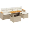 Image de vidaXL Ensemble de salon de jardin 6 pièces avec coussins Beige Poly Rattan