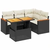 Image de vidaXL Ensemble de salon de jardin 5 pièces avec coussins noir poly rotin