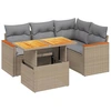 Image de vidaXL Ensemble de salon de jardin 5 pièces avec coussins Beige Poly Rattan