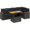 Image de vidaXL Ensemble de salon de jardin 6 pièces avec coussins noir poly rotin