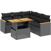 Image de vidaXL Ensemble de salon de jardin 6 pièces avec coussins noir poly rotin