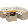 Image de vidaXL Ensemble de salon de jardin 6 pièces avec coussins Beige Poly Rattan
