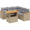 Image de vidaXL Ensemble de salon de jardin 6 pièces avec coussins Beige Poly Rattan